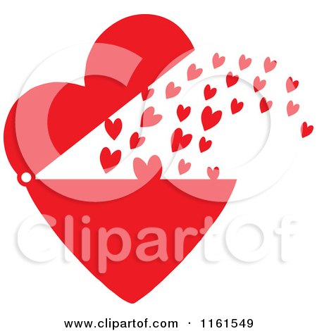 Cartoon of Red Hearts Shooting out from a Big Heart - Royalty Free Vector Clipart by Johnny Sajem