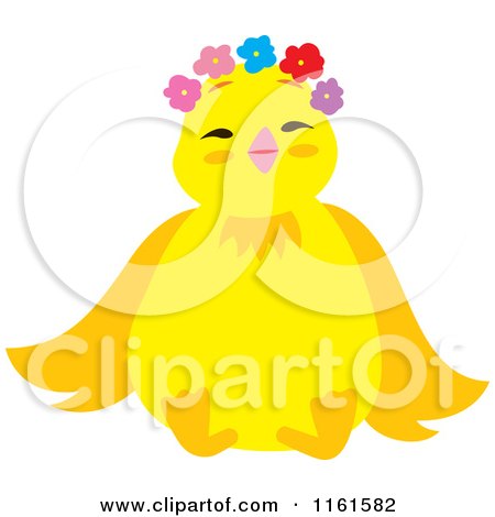 Cartoon of a Cute Chick Wearing Flowers 2 - Royalty Free Vector Clipart by Cherie Reve