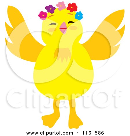 Cartoon of a Cute Chick Wearing Flowers - Royalty Free Vector Clipart by Cherie Reve