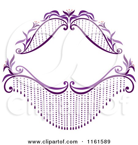 Clipart of a Decorative Purple Frame with Flowers - Royalty Free Vector Illustration by Cherie Reve