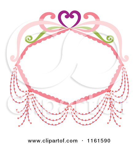 Clipart of a Decorative Pink Frame with a Heart - Royalty Free Vector Illustration by Cherie Reve
