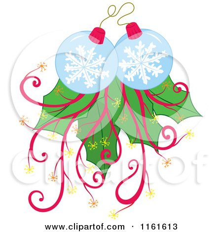 Cartoon of Snowflake Christmas Baubles with Leaves and Vines - Royalty Free Vector Clipart by Cherie Reve