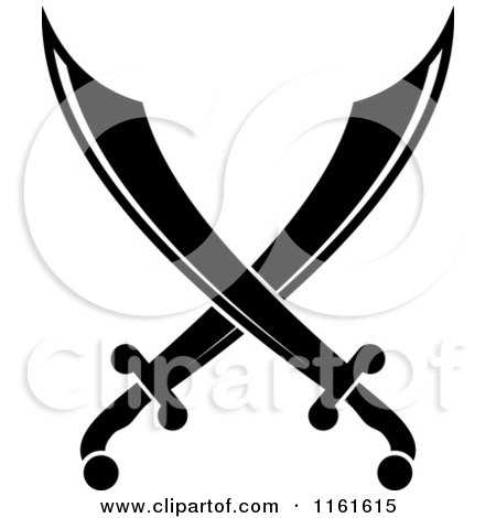 Clipart of Black and White Crossed Swords Version 15 - Royalty Free Vector Illustration by Vector Tradition SM