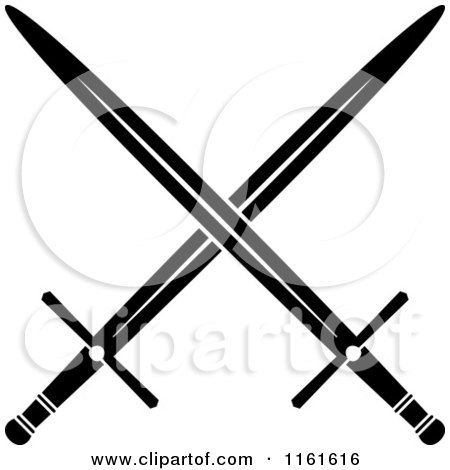 Clipart of Black and White Crossed Swords Version 14 - Royalty Free Vector Illustration by Vector Tradition SM