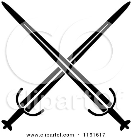 Clipart of Black and White Crossed Swords Version 16 - Royalty Free Vector Illustration by Vector Tradition SM