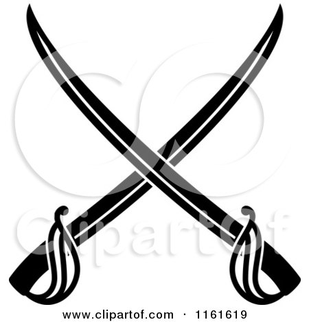 Clipart of Black and White Crossed Swords Version 17 - Royalty Free Vector Illustration by Vector Tradition SM