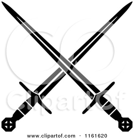 Clipart of Black and White Crossed Swords Version 18 - Royalty Free Vector Illustration by Vector Tradition SM