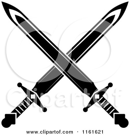 Clipart of Black and White Crossed Swords Version 19 - Royalty Free Vector Illustration by Vector Tradition SM