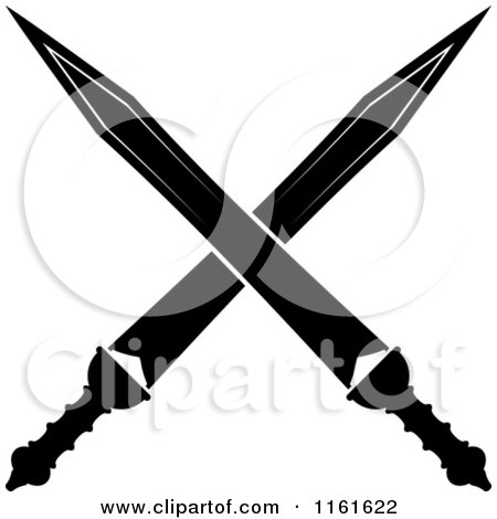 Clipart of Black and White Crossed Swords Version 20 - Royalty Free Vector Illustration by Vector Tradition SM