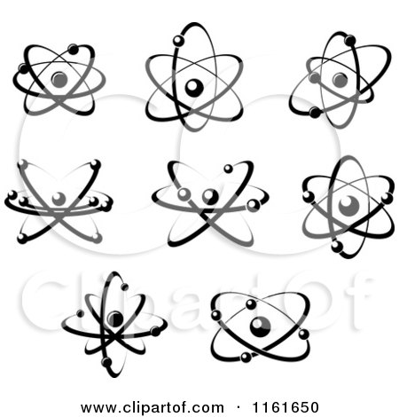Clipart of Black and White Atoms 3 - Royalty Free Vector Illustration by Vector Tradition SM