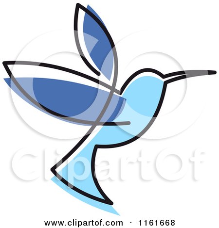 Clipart of a Simple Blue Hummingbird - Royalty Free Vector Illustration by Vector Tradition SM