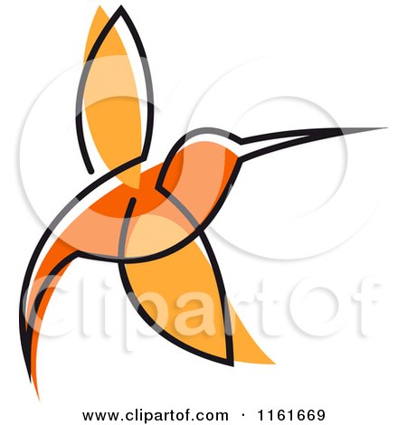 Clipart of a Simple Orange Hummingbird - Royalty Free Vector Illustration by Vector Tradition SM