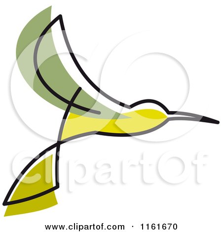Clipart of a Simple Green Hummingbird - Royalty Free Vector Illustration by Vector Tradition SM