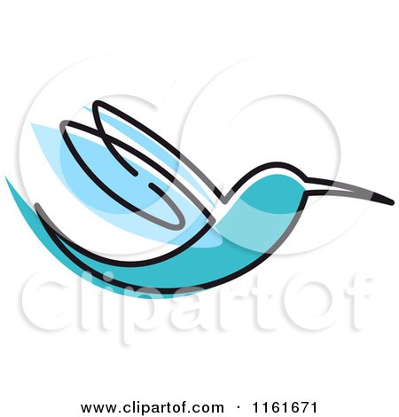 Clipart of a Simple Blue Hummingbird 2 - Royalty Free Vector Illustration by Vector Tradition SM