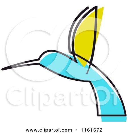 Clipart of a Simple Green and Blue Hummingbird - Royalty Free Vector Illustration by Vector Tradition SM