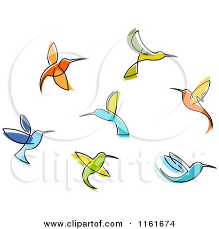 Clipart of Simple Hummingbirds - Royalty Free Vector Illustration by Vector Tradition SM