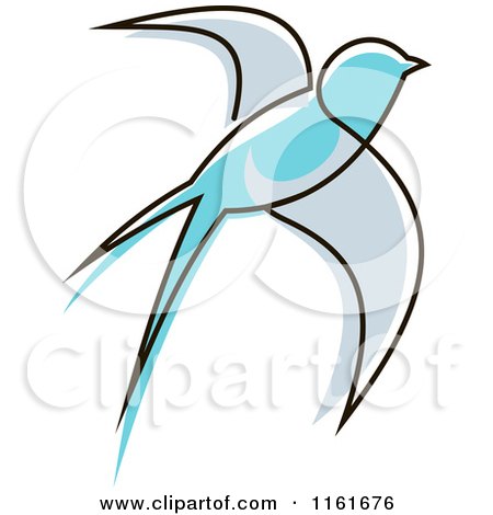Clipart of a Simple Blue Swallow - Royalty Free Vector Illustration by Vector Tradition SM