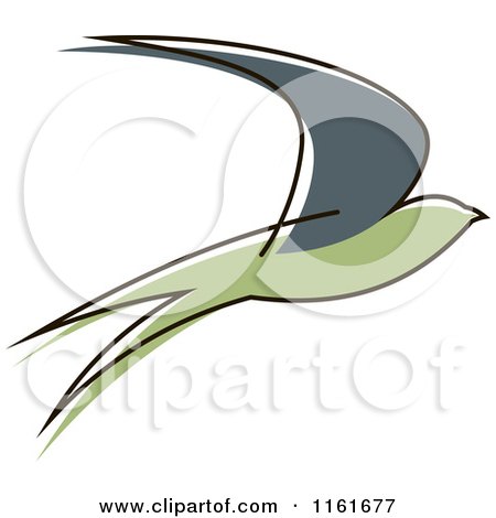 Clipart of a Simple Green Swallow 2 - Royalty Free Vector Illustration by Vector Tradition SM