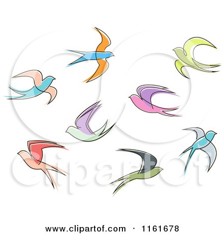 Clipart of Simple Swallows - Royalty Free Vector Illustration by Vector Tradition SM