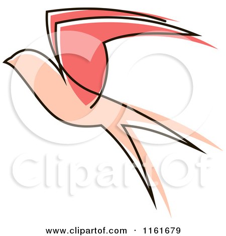 Clipart of a Simple Pink Swallow - Royalty Free Vector Illustration by Vector Tradition SM