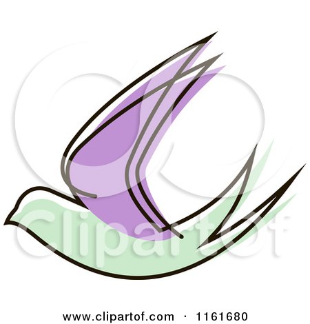 Clipart of a Simple Purple and Green Swallow - Royalty Free Vector Illustration by Vector Tradition SM