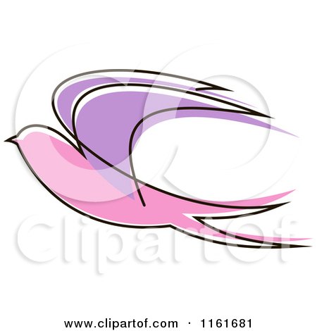 Clipart of a Simple Pink and Purple Swallow - Royalty Free Vector Illustration by Vector Tradition SM