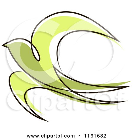 Clipart of a Simple Green Swallow - Royalty Free Vector Illustration by Vector Tradition SM