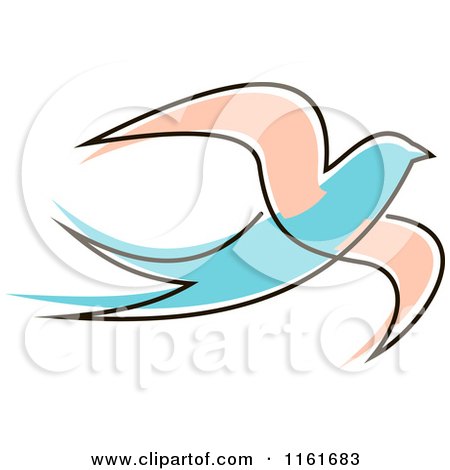 Clipart of a Simple Pink and Blue Swallow - Royalty Free Vector Illustration by Vector Tradition SM