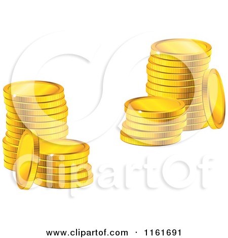Clipart of Stacks of Sparkly Golden Coins - Royalty Free Vector Illustration by Vector Tradition SM