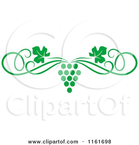 Clipart of a Green Grape Vine and Swirl Page Border - Royalty Free Vector Illustration by Vector Tradition SM