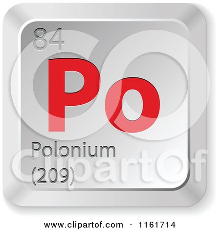 Clipart of a 3d Red and Silver Polonium Chemical Element Keyboard Button - Royalty Free Vector Illustration by Andrei Marincas