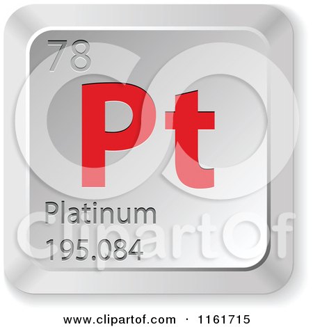 Clipart of a 3d Red and Silver Platinum Chemical Element Keyboard Button - Royalty Free Vector Illustration by Andrei Marincas
