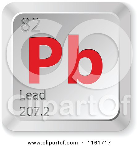 Clipart of a 3d Red and Silver Lead Chemical Element Keyboard Button - Royalty Free Vector Illustration by Andrei Marincas
