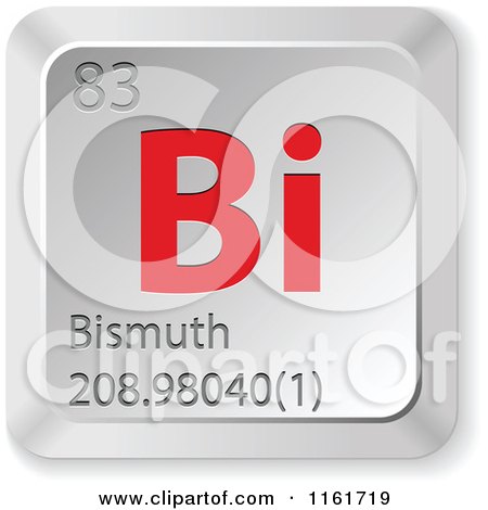 Clipart of a 3d Red and Silver Bismuth Chemical Element Keyboard Button - Royalty Free Vector Illustration by Andrei Marincas