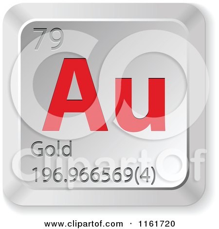 Clipart of a 3d Red and Silver Gold Chemical Element Keyboard Button - Royalty Free Vector Illustration by Andrei Marincas