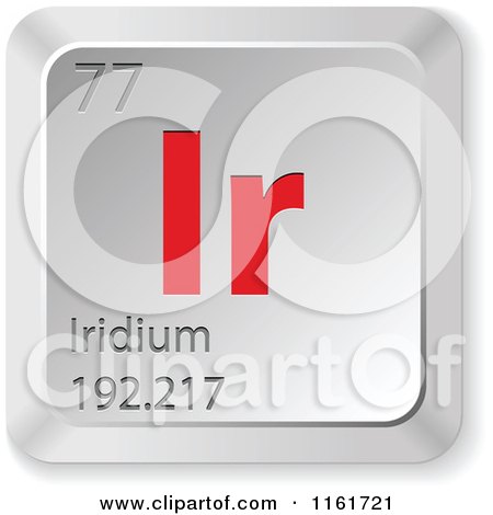 Clipart of a 3d Red and Silver Iridium Chemical Element Keyboard Button - Royalty Free Vector Illustration by Andrei Marincas