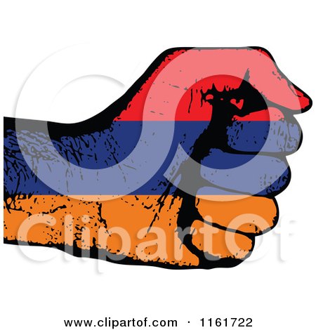 Clipart of a Fisted Amernia Flag Hand - Royalty Free Vector Illustration by Andrei Marincas