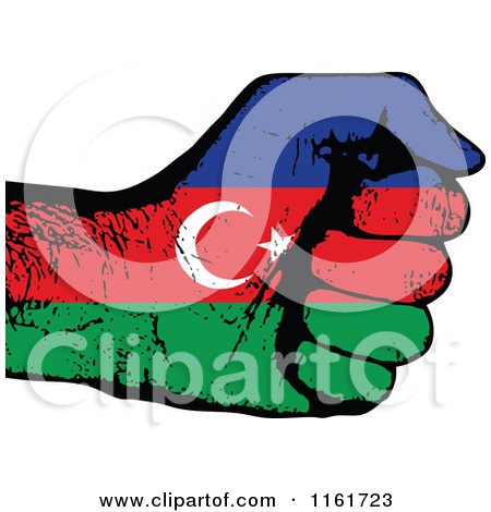 Clipart of a Fisted Azerbaijan Flag Hand - Royalty Free Vector Illustration by Andrei Marincas