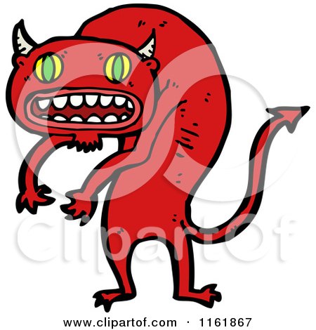 Cartoon of a Cat Demon - Royalty Free Vector Illustration by lineartestpilot