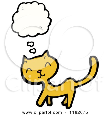 Cartoon of a Thinking Cat - Royalty Free Vector Illustration by lineartestpilot