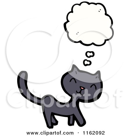 Cartoon of a Thinking Cat - Royalty Free Vector Illustration by lineartestpilot