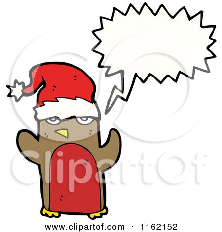 Cartoon of a Talking Christmas Robin - Royalty Free Vector Illustration by lineartestpilot