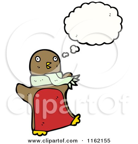Cartoon of a Thinking Robin - Royalty Free Vector Illustration by lineartestpilot
