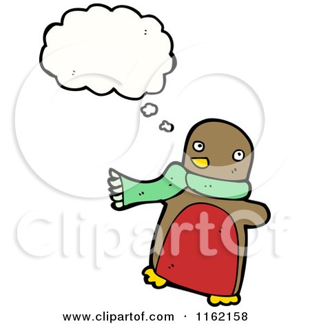Cartoon of a Thinking Robin - Royalty Free Vector Illustration by lineartestpilot