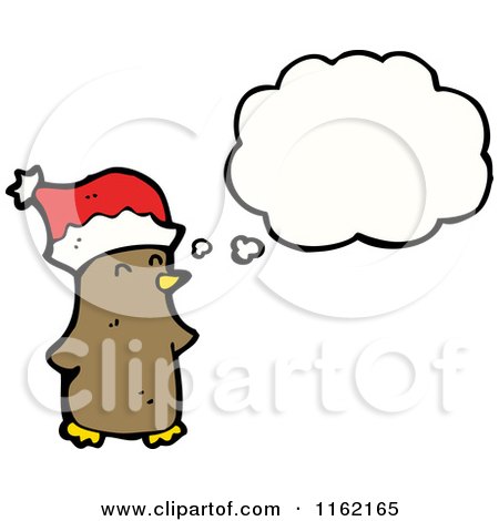 Cartoon of a Thinking Christmas Robin - Royalty Free Vector Illustration by lineartestpilot