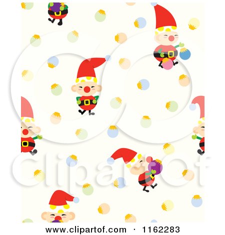 Clipart of a Seamless Christmas Elf and Bauble Pattern - Royalty Free Vector Illustration by Cherie Reve