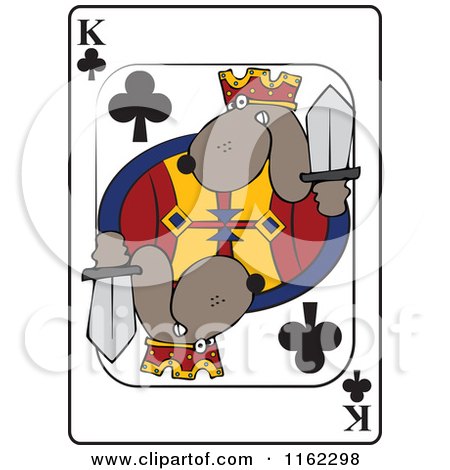 Cartoon of a Dog King Club Playing Card - Royalty Free Vector Clipart by djart