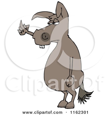 Cartoon of a Mad Donkey Flipping the Bird - Royalty Free Vector Clipart by djart