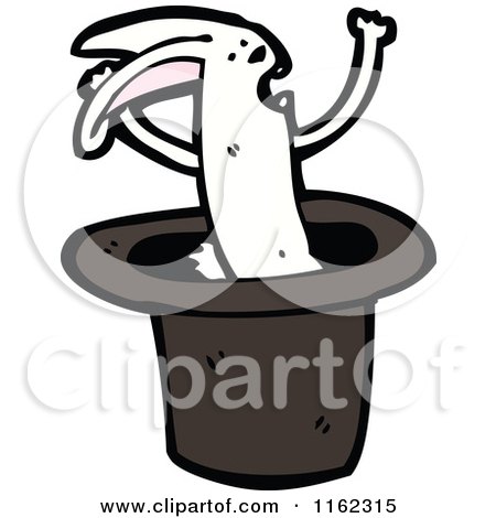 Cartoon of a White Rabbit in a Hat - Royalty Free Vector Illustration by lineartestpilot