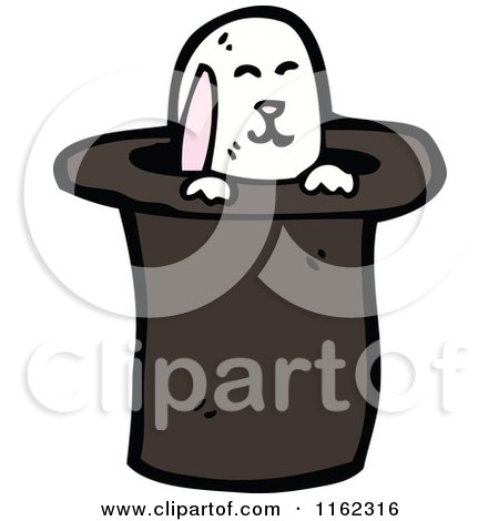 Cartoon of a White Rabbit in a Hat - Royalty Free Vector Illustration by lineartestpilot